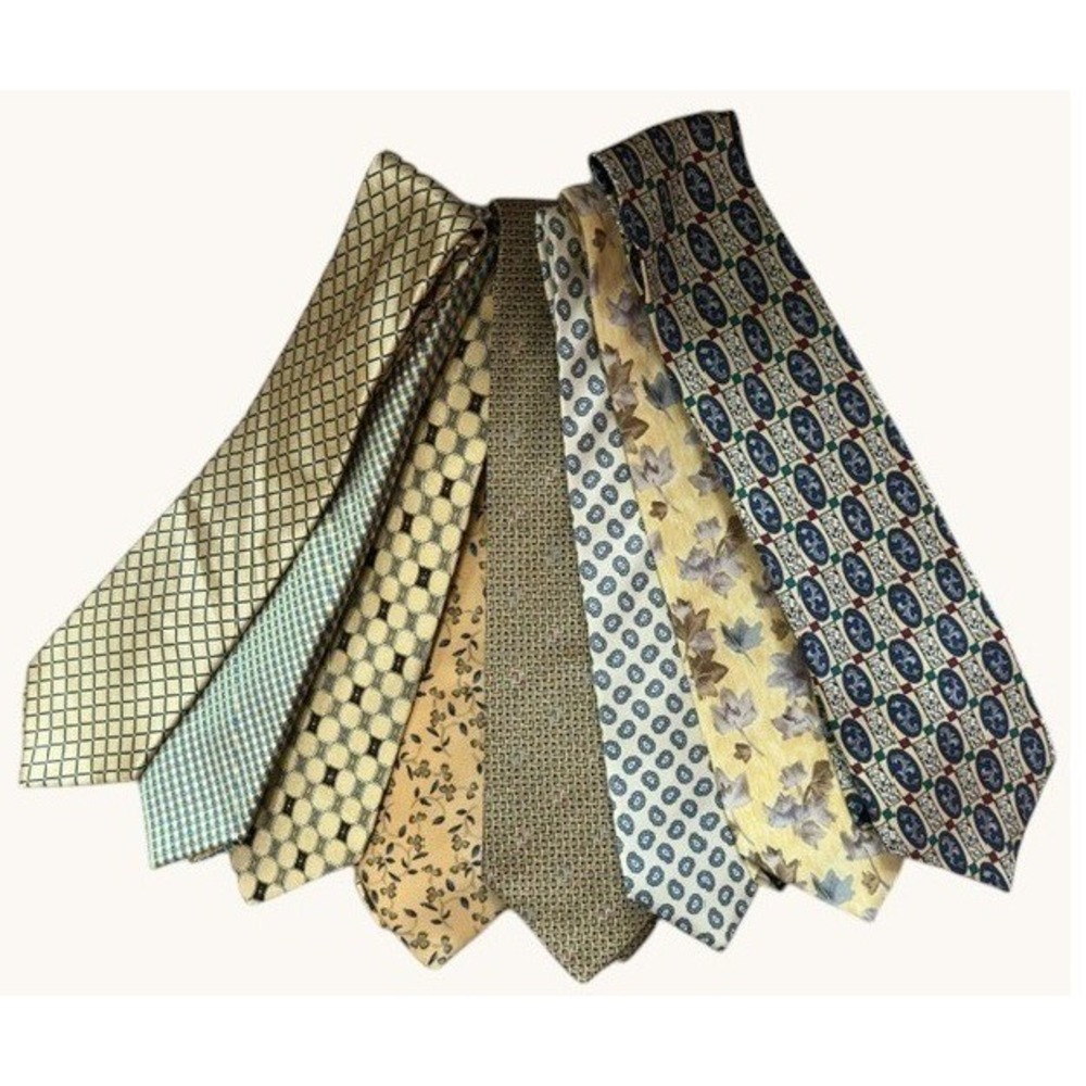 Lot of 8 Mixed Gold Yellow Mens Silk Neckties Nautica Haggar Morgan Hart Vintage - Picture 2 of 16